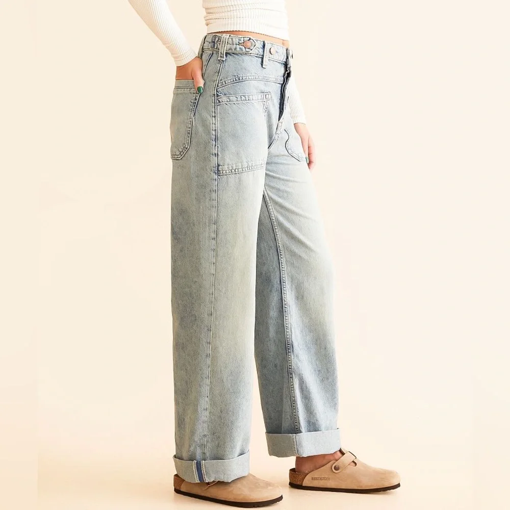 Free People x We The Free Palmer Cuffed Wide Leg In Daydream Blue - Picture 2 of 9